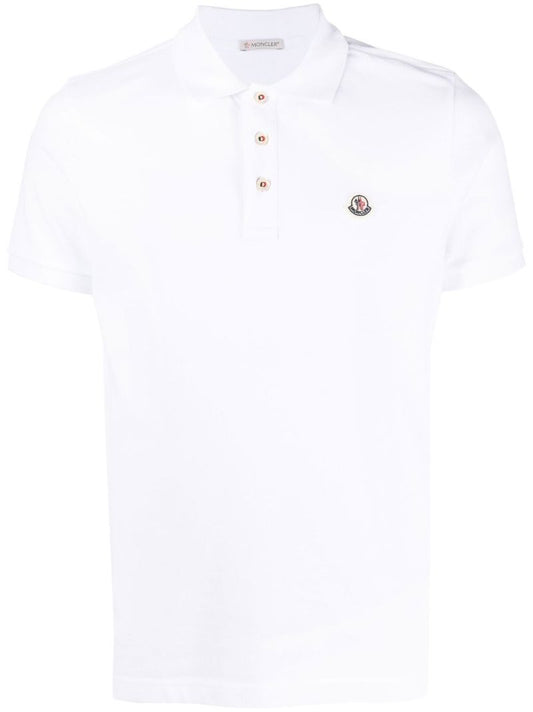 White Logo Patch Polo Shirt