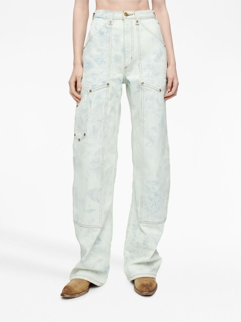 Blue Bleached Wide-leg Trousers