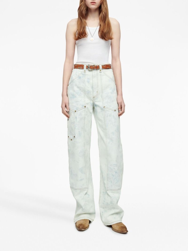 Blue Bleached Wide-leg Trousers