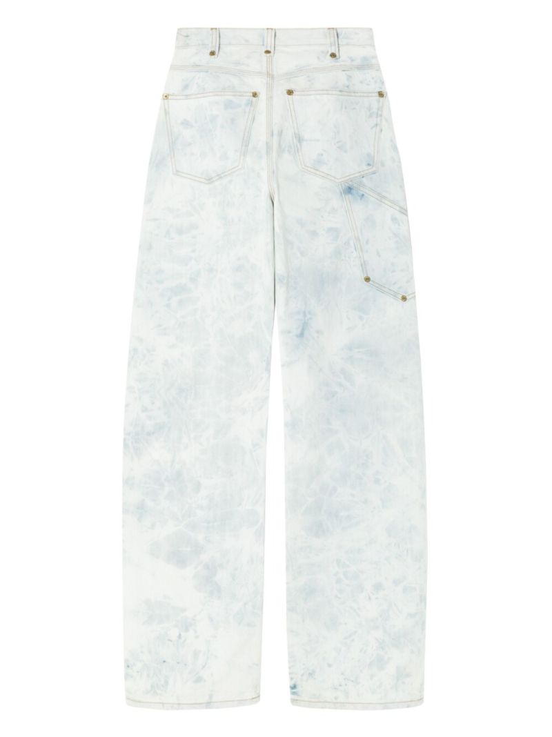 Blue Bleached Wide-leg Trousers