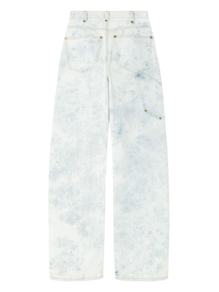 Blue Bleached Wide-leg Trousers