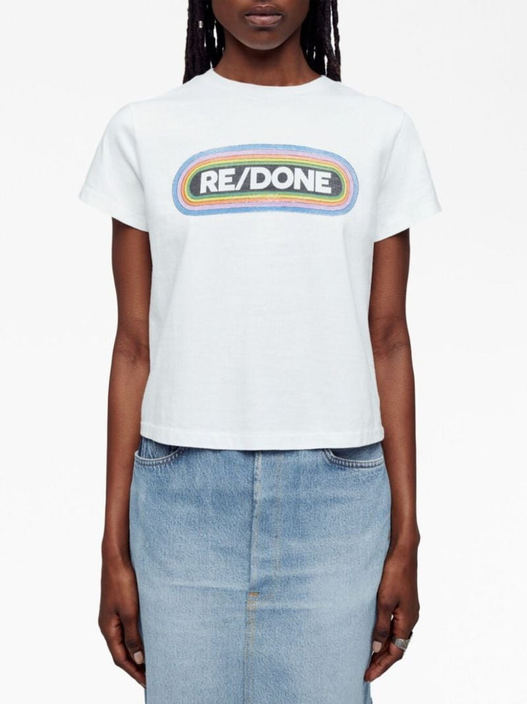 White Logo Print T-shirt