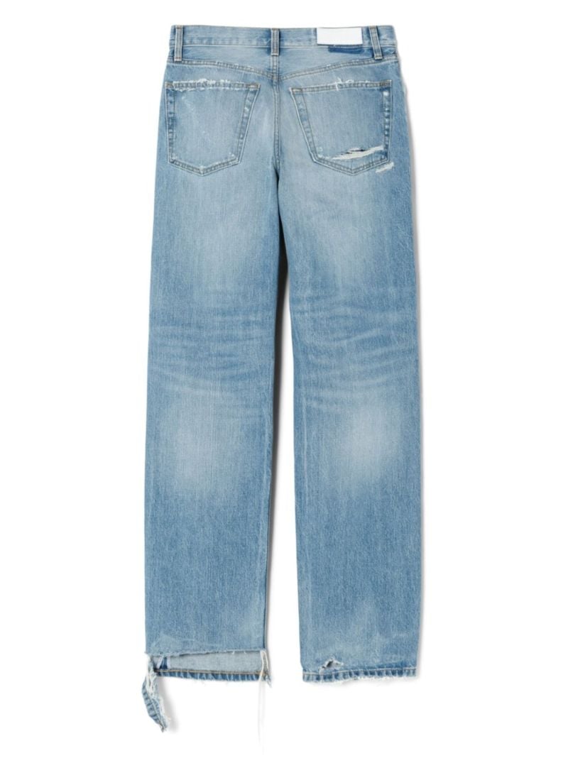 Blue Ripped Wide-leg Jeans