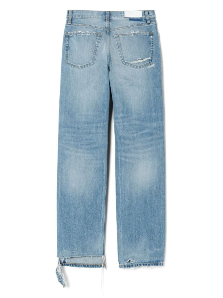 Blue Ripped Wide-leg Jeans