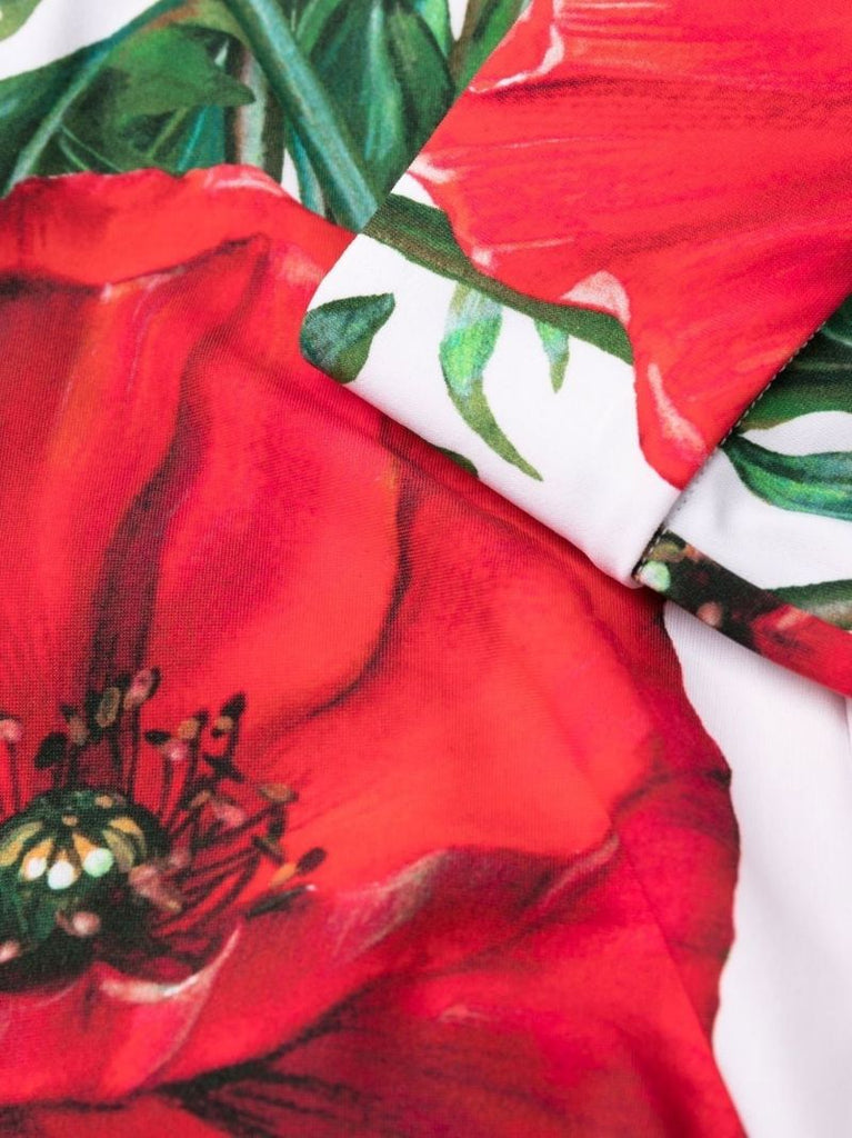 White Poppy Print Leggings