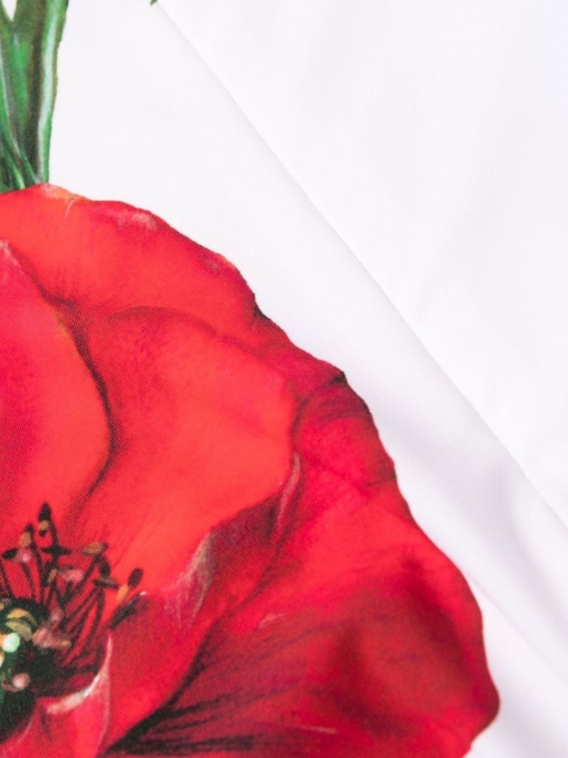 White Poppy Print Leggings