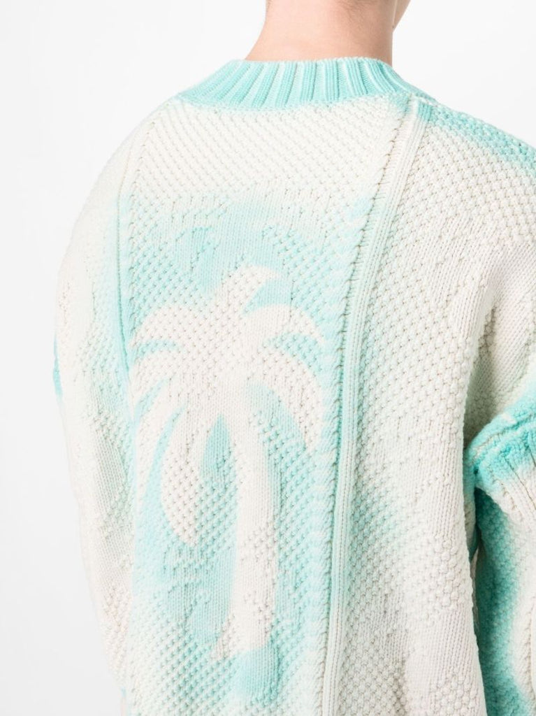 Off-white and Blue Ribbed Cardigan