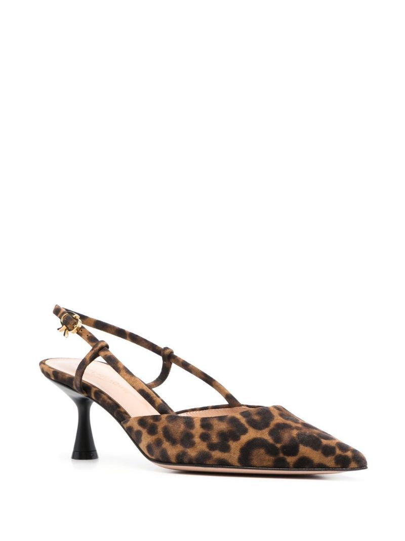 Brown Ascent 55 Leopard-print Slingback Pumps