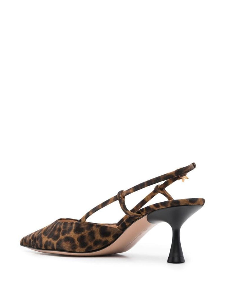 Brown Ascent 55 Leopard-print Slingback Pumps