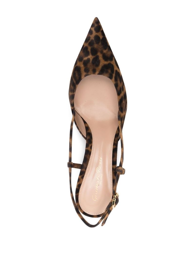 Brown Ascent 55 Leopard-print Slingback Pumps