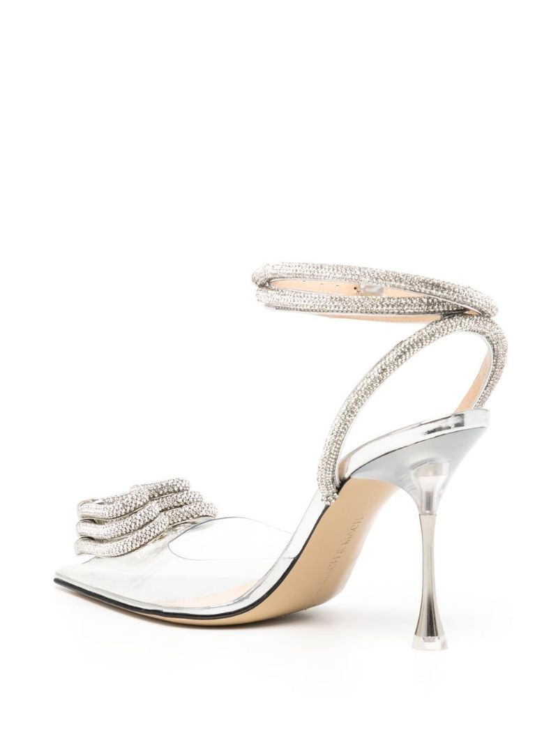Silver-tone Triple Heart 85 Leather Pumps