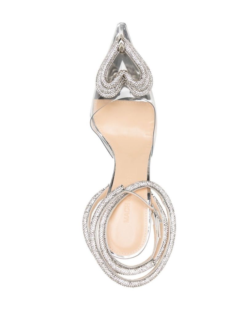 Silver-tone Triple Heart 85 Leather Pumps