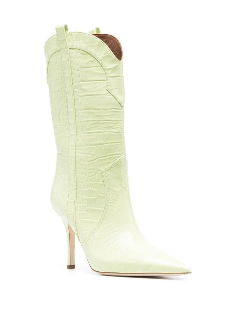 Green Paloma 95 Mock Croc Leather Ankle Boots