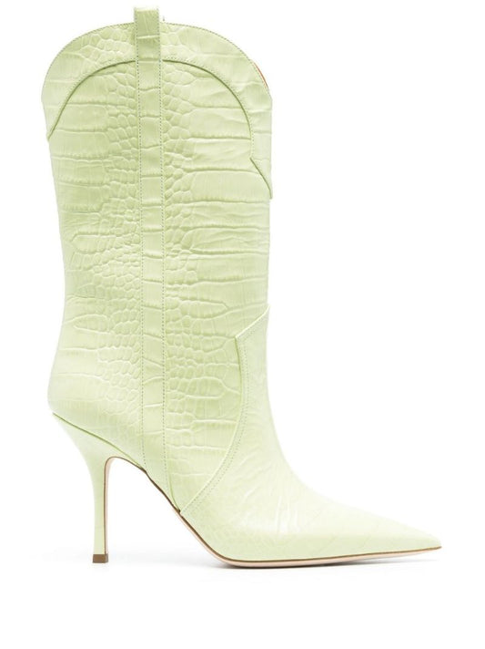 Green Paloma 95 Mock Croc Leather Ankle Boots