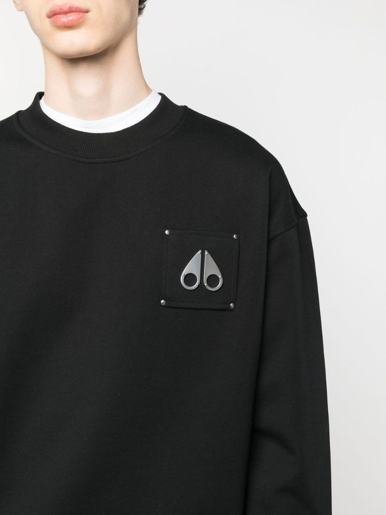 Black Logo Patch Cotton Sweatshirt