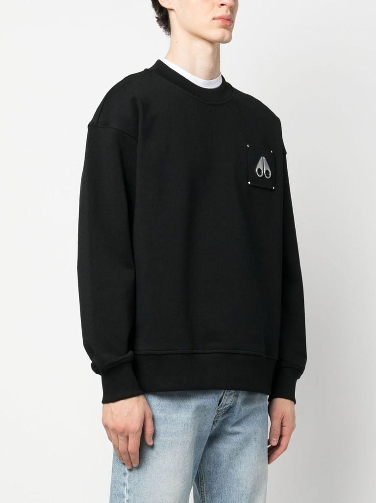 Black Logo Patch Cotton Sweatshirt