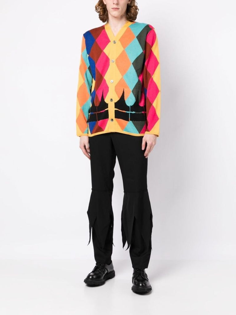 Multicoloured Diamond Intarsia Cardigan
