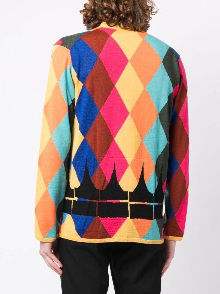 Multicoloured Diamond Intarsia Cardigan