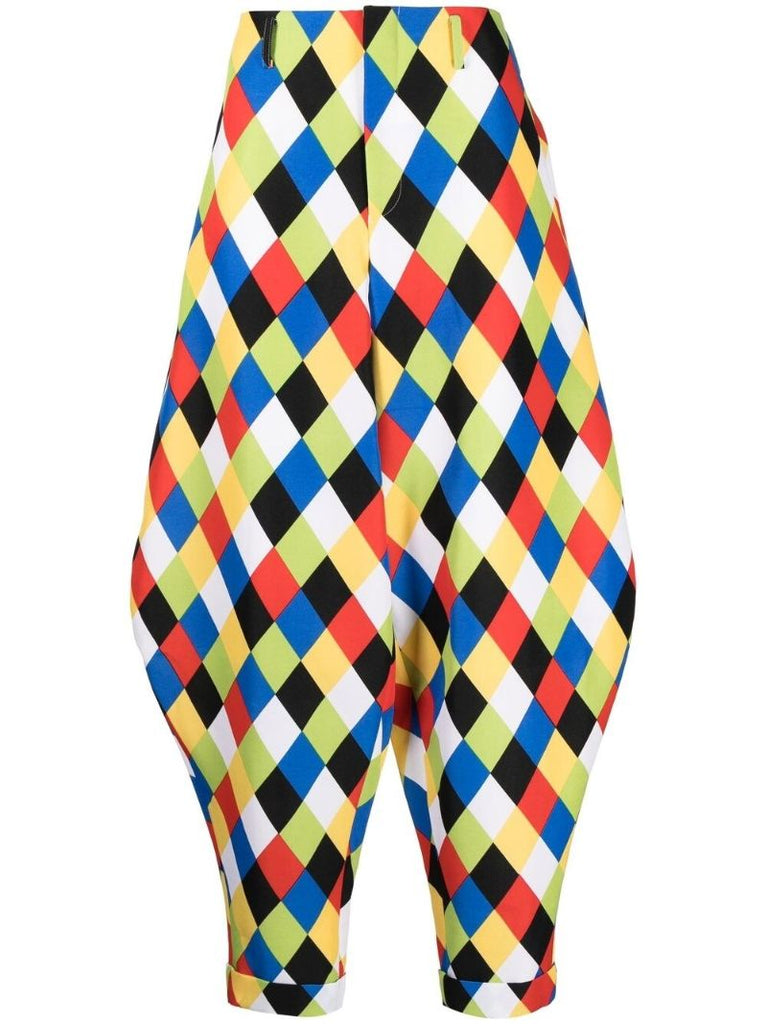 Multicoloured Diamond Print Balloon Trousers