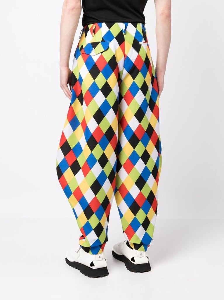 Multicoloured Diamond Print Balloon Trousers