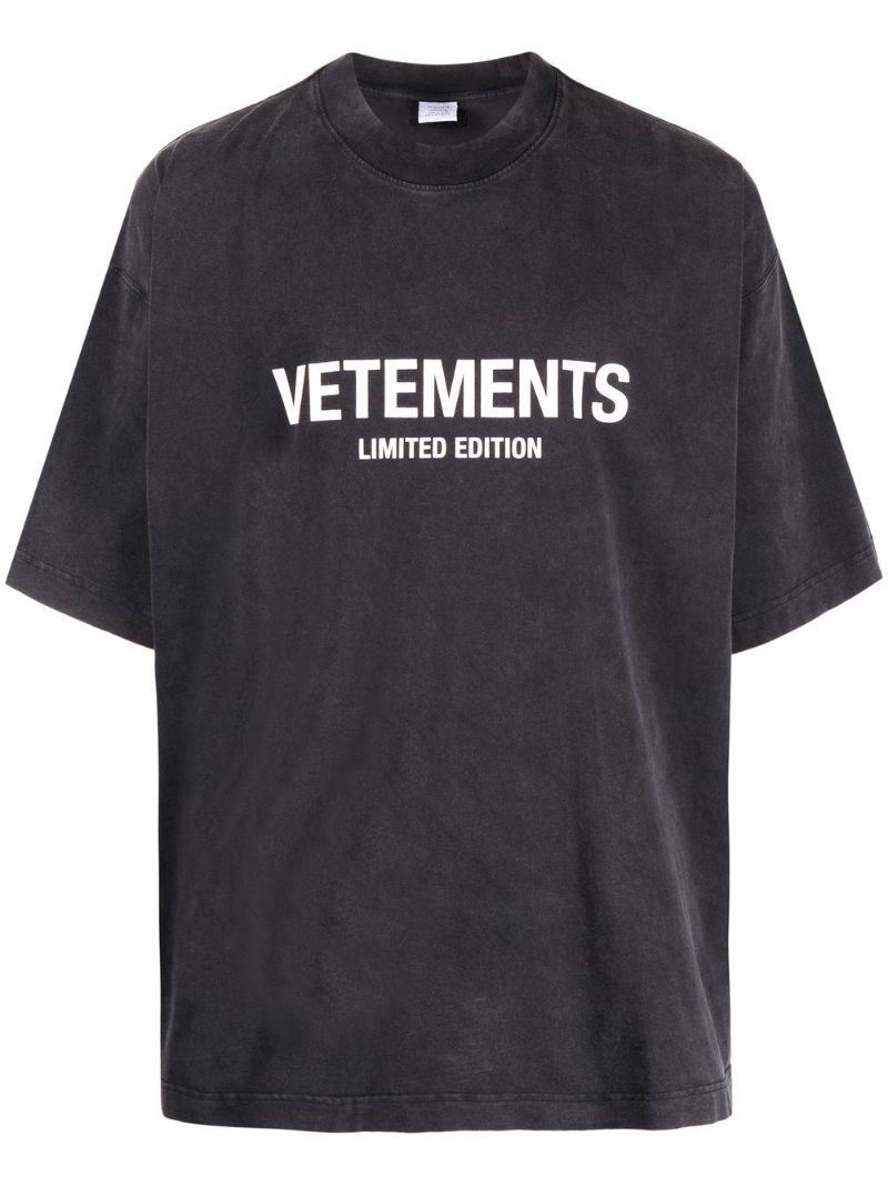 Black Cotton Logo Print T-shirt