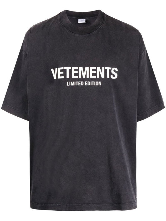 Black Cotton Logo Print T-shirt