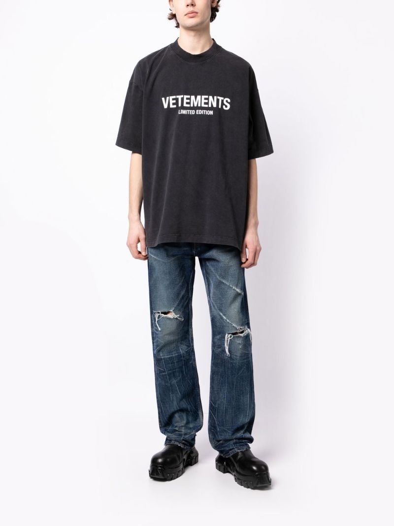 Black Cotton Logo Print T-shirt