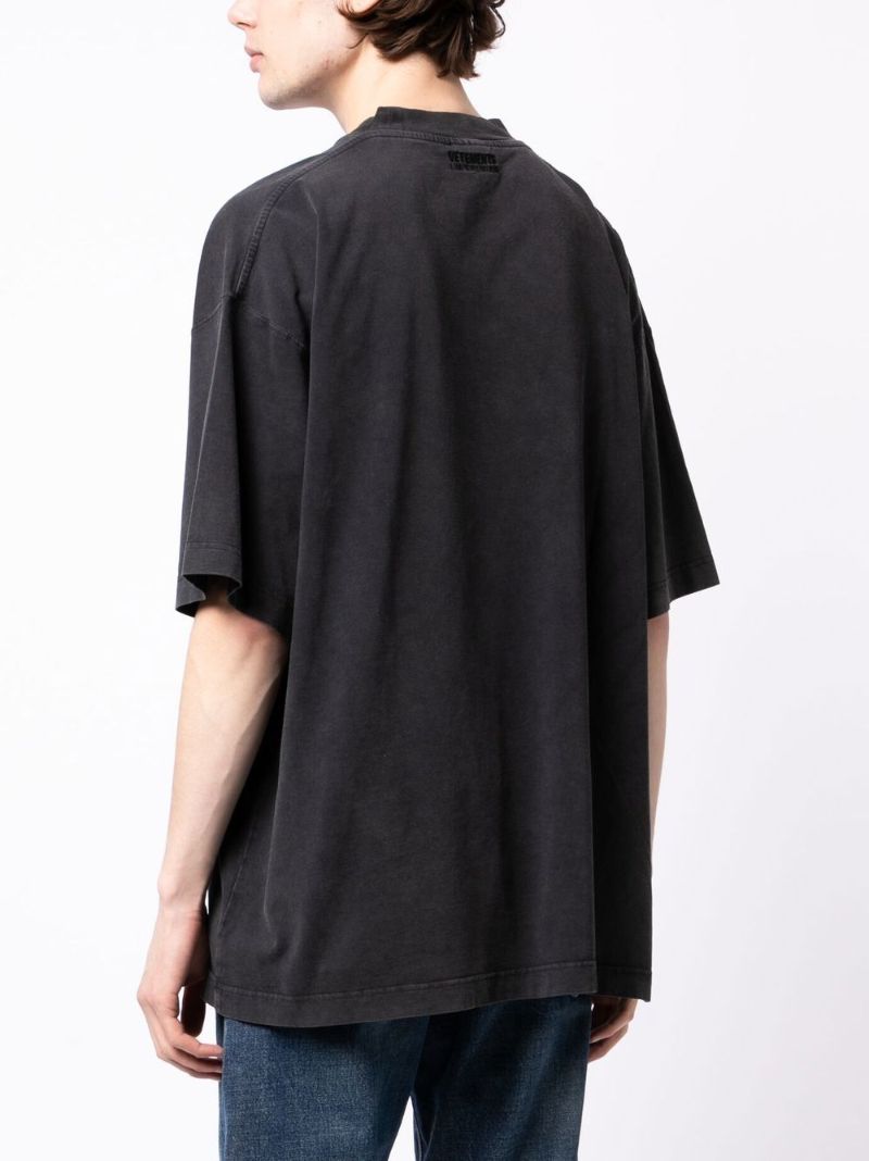 Black Cotton Logo Print T-shirt