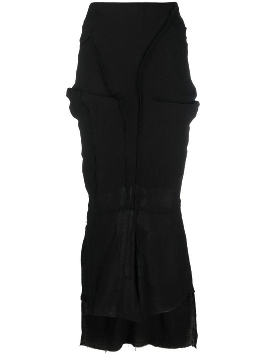 Black Gathered Maxi Skirt