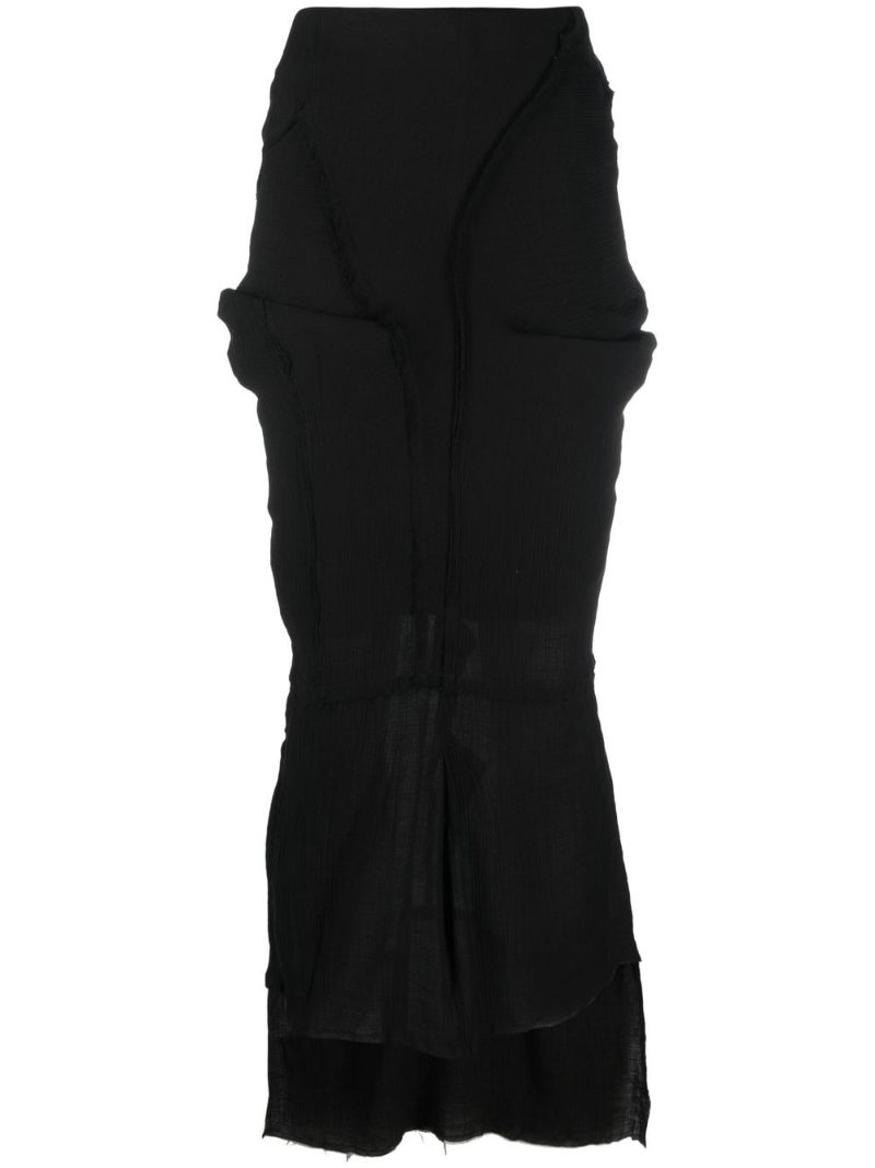 Black Gathered Maxi Skirt