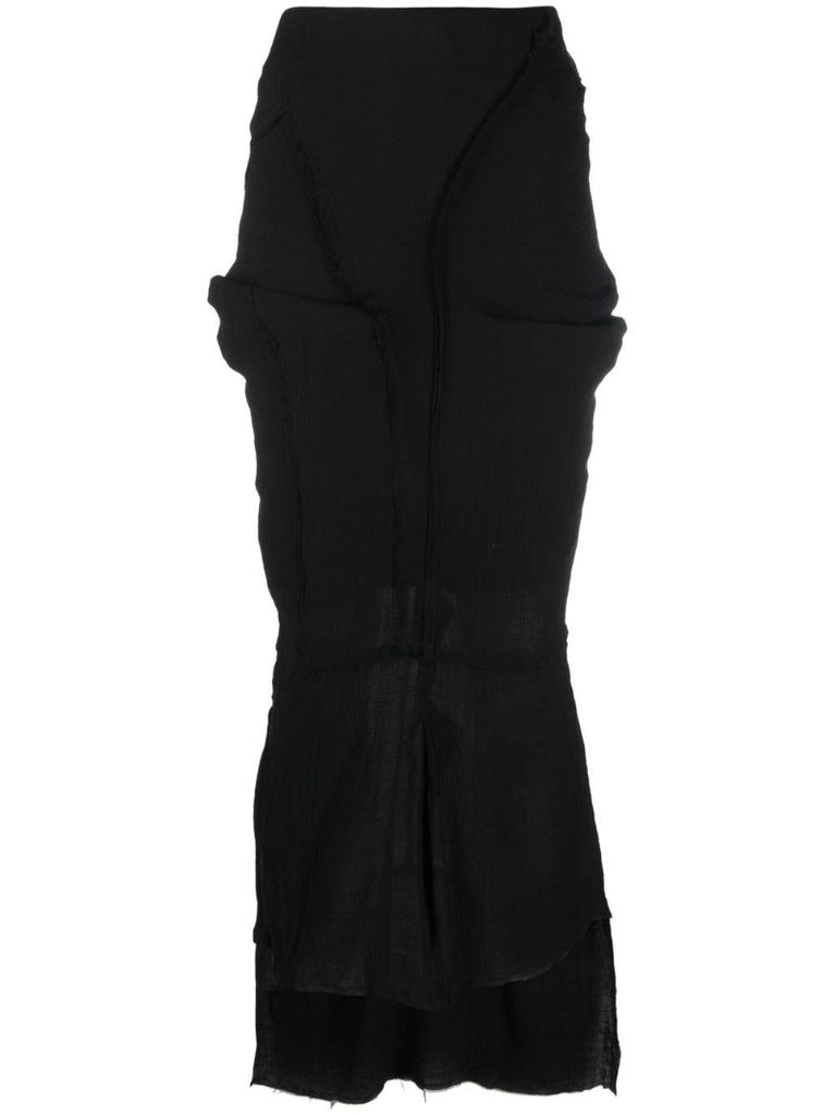 Black Gathered Maxi Skirt
