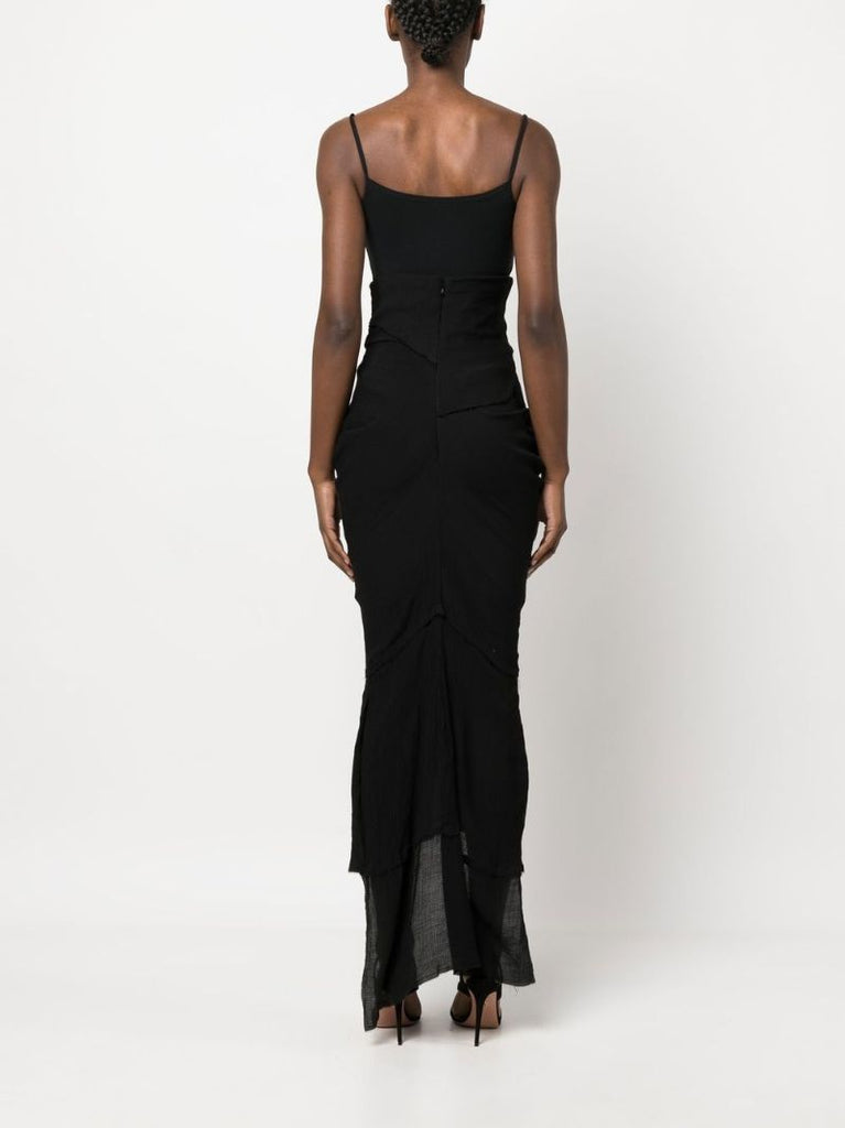 Black Gathered Maxi Skirt