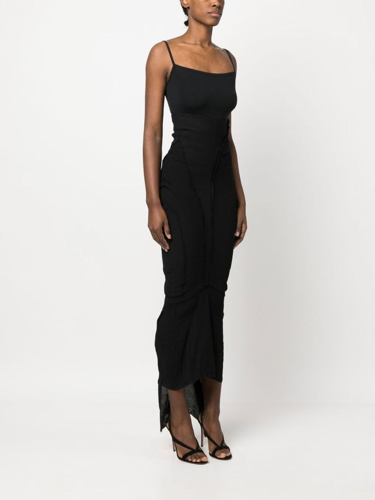 Black Gathered Maxi Skirt