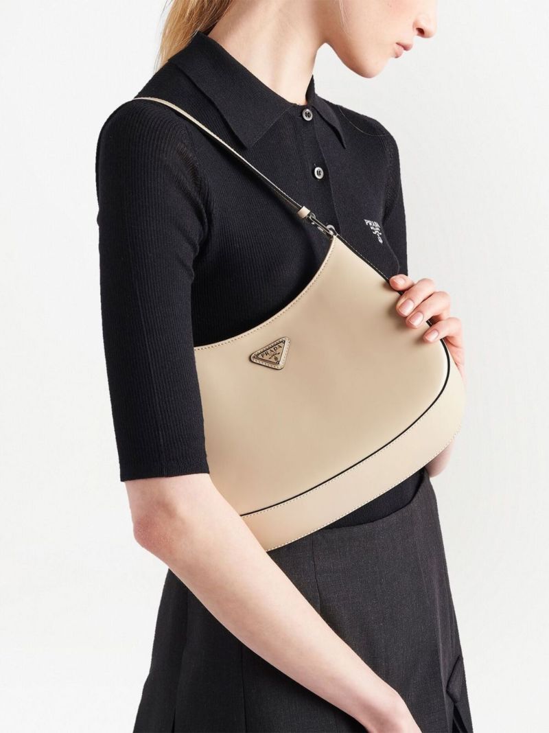 Neutral Cleo Brushed Leather Shoulder Bag