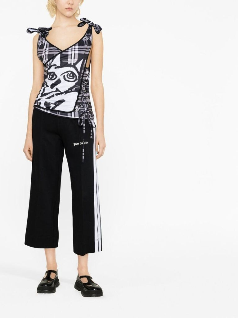 Black Check Print Sleeveless Top