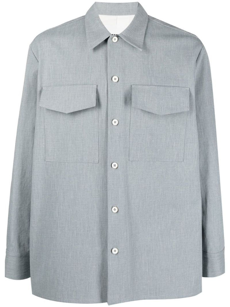 Blue Long Sleeved Cotton Shirt
