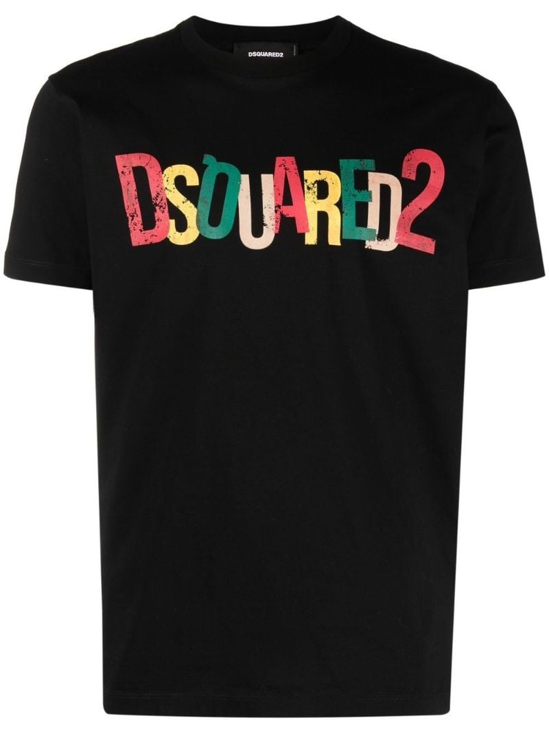 Black Logo Print Cotton T-shirt