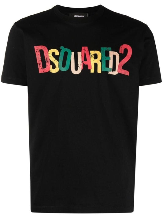 Black Logo Print Cotton T-shirt