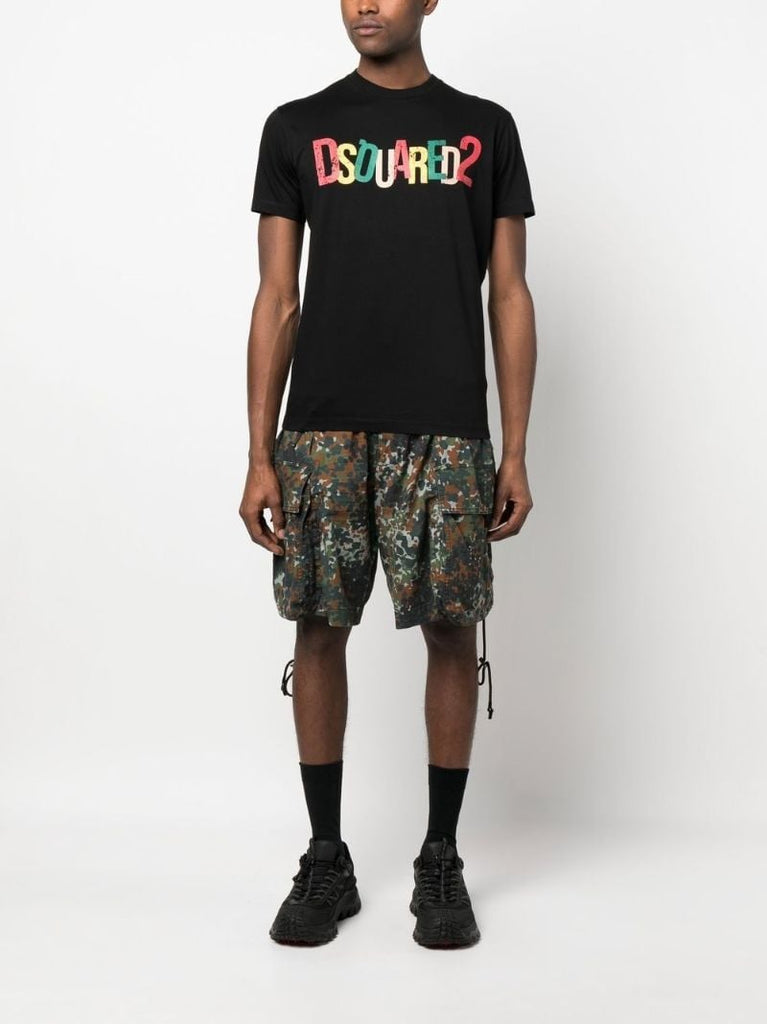 Black Logo Print Cotton T-shirt