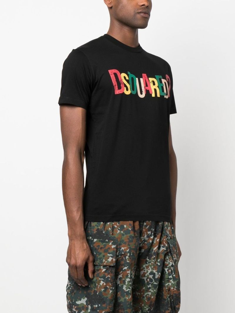 Black Logo Print Cotton T-shirt
