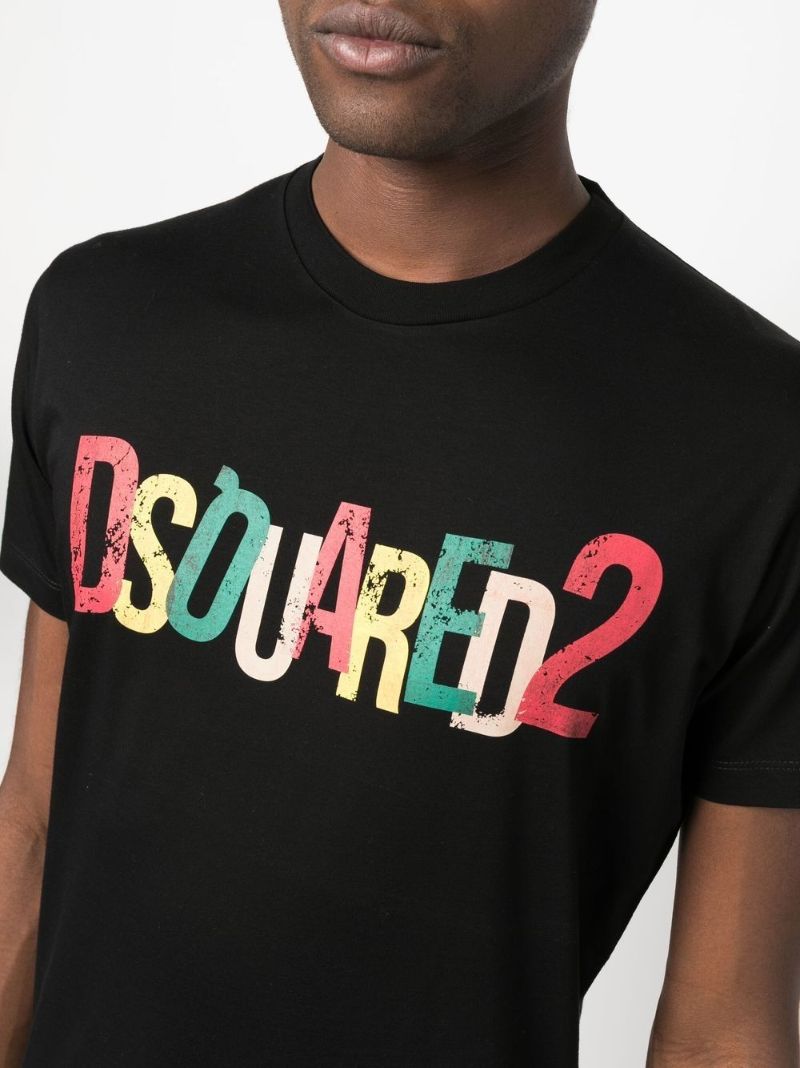 Black Logo Print Cotton T-shirt