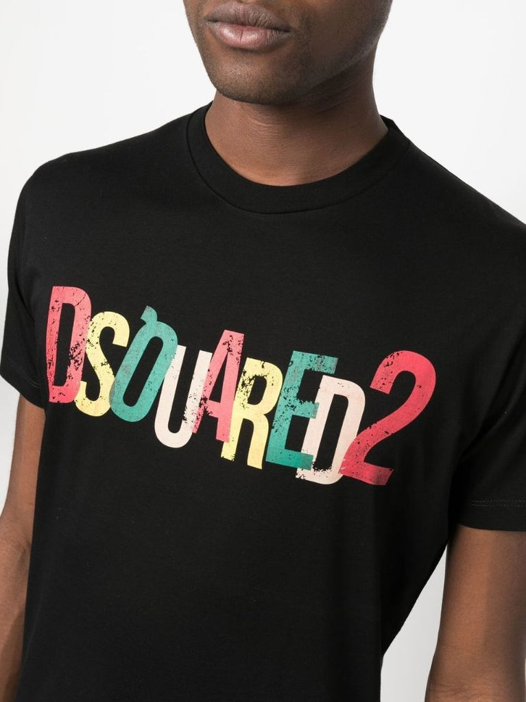 Black Logo Print Cotton T-shirt