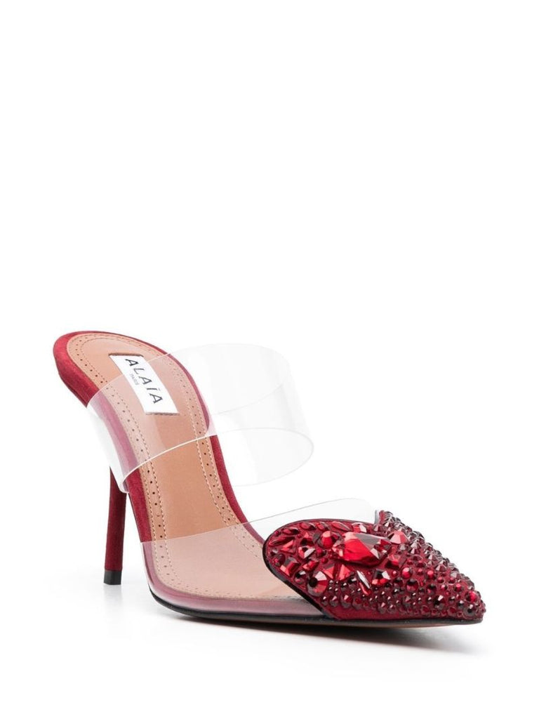 Red Coeur 90 Crystal Embellished Mules