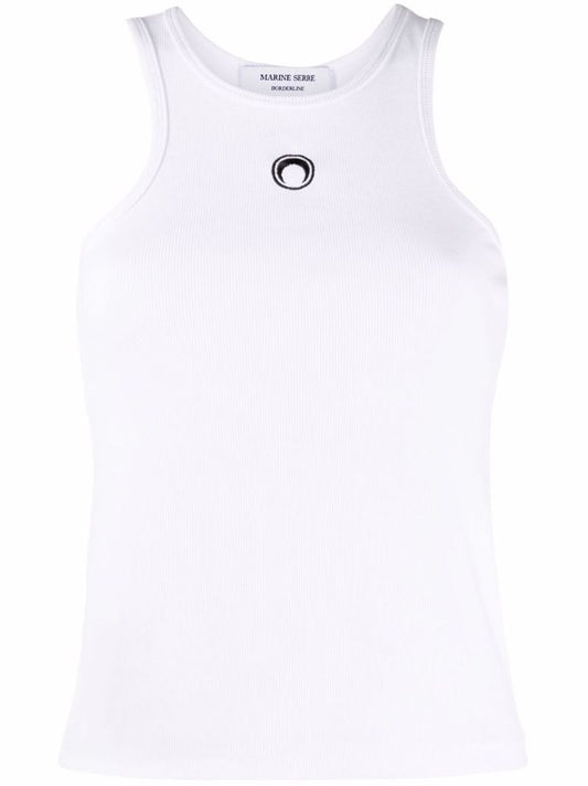 White Moon Embroidered Vest Top