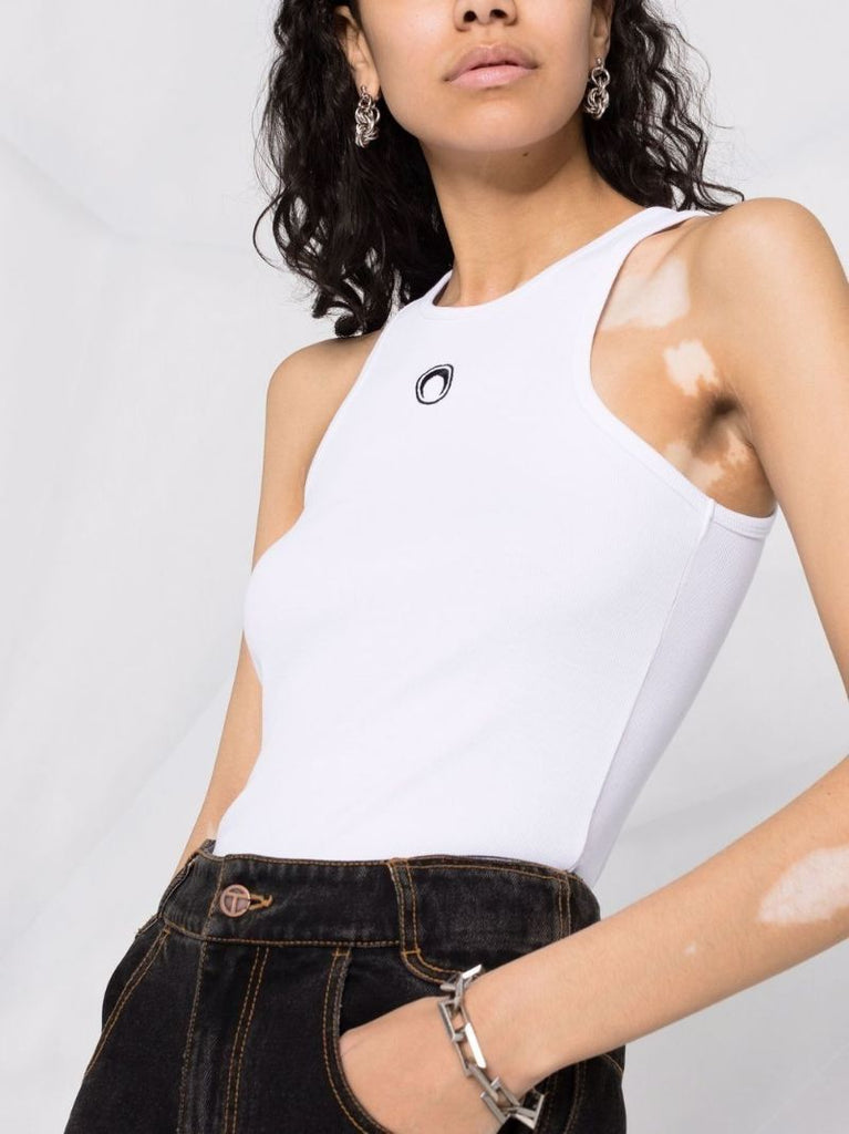 White Moon Embroidered Vest Top