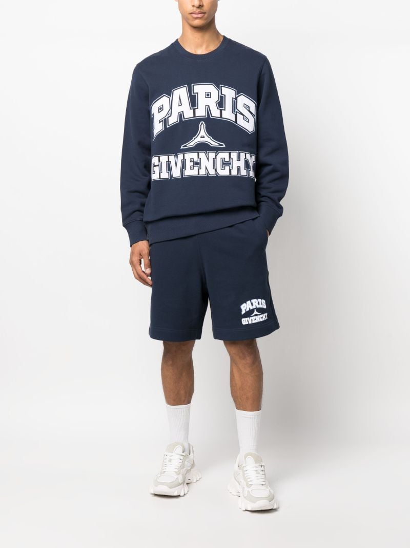 Blue Logo Print Track Shorts