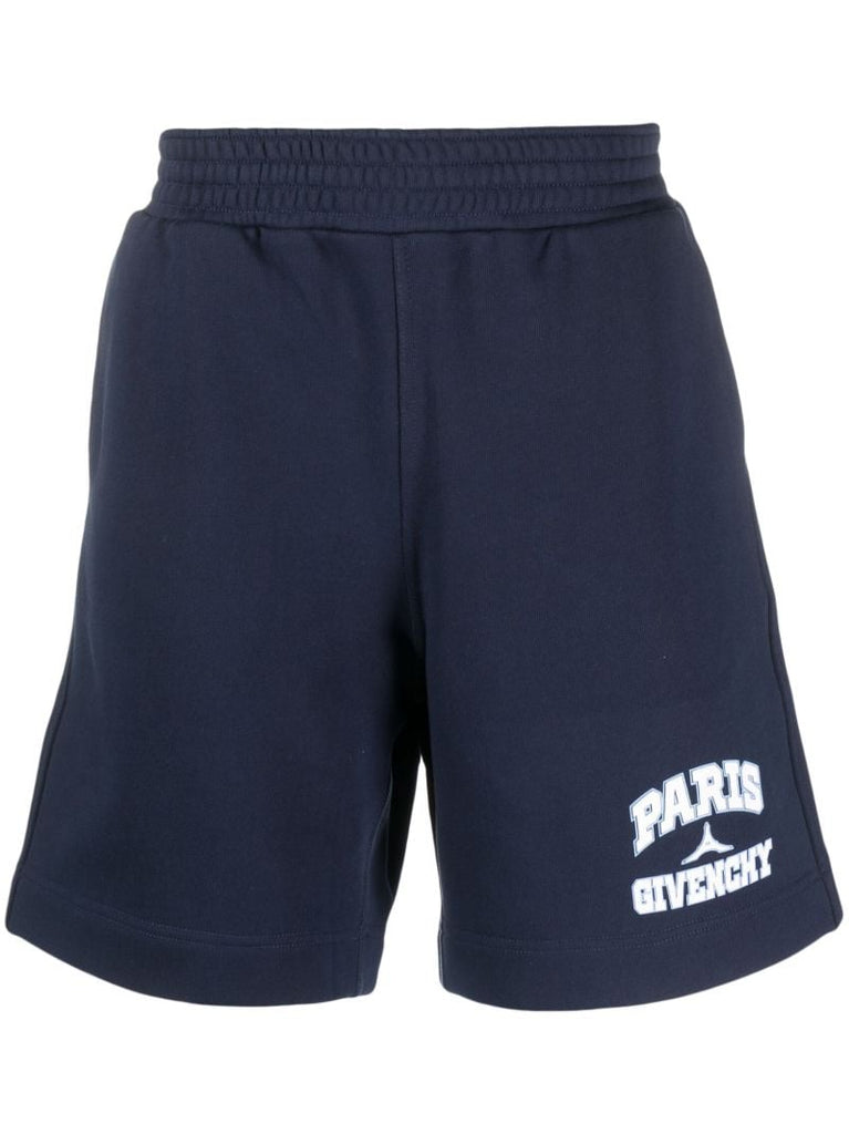 Blue Logo Print Track Shorts