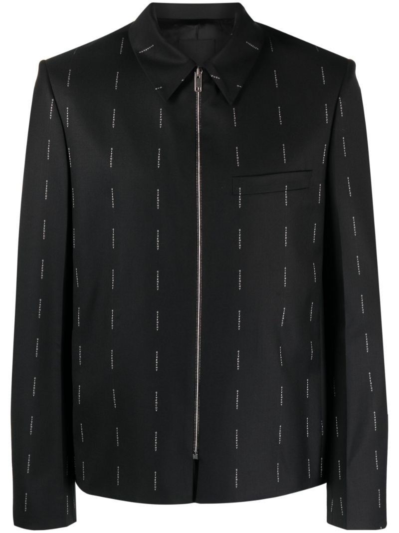 Black Logo-print Wool Blazer