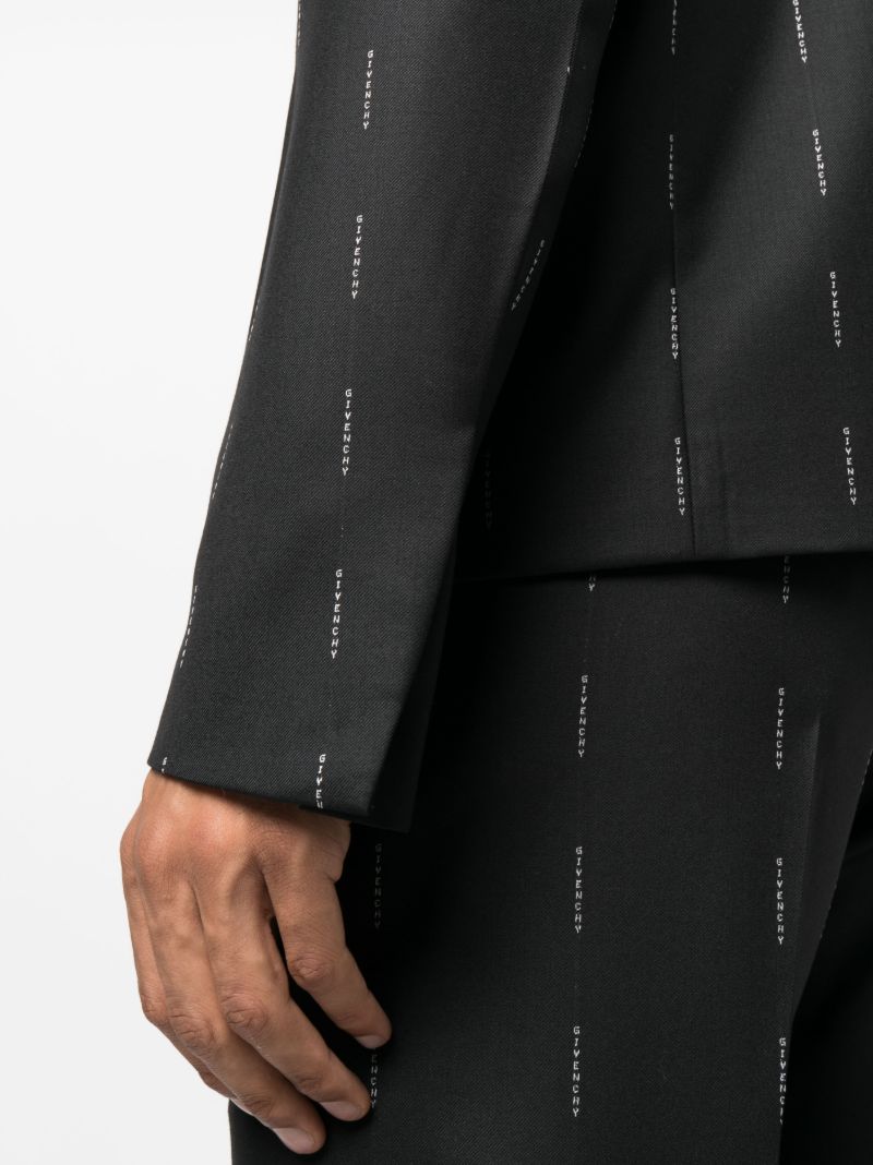 Black Logo-print Wool Blazer