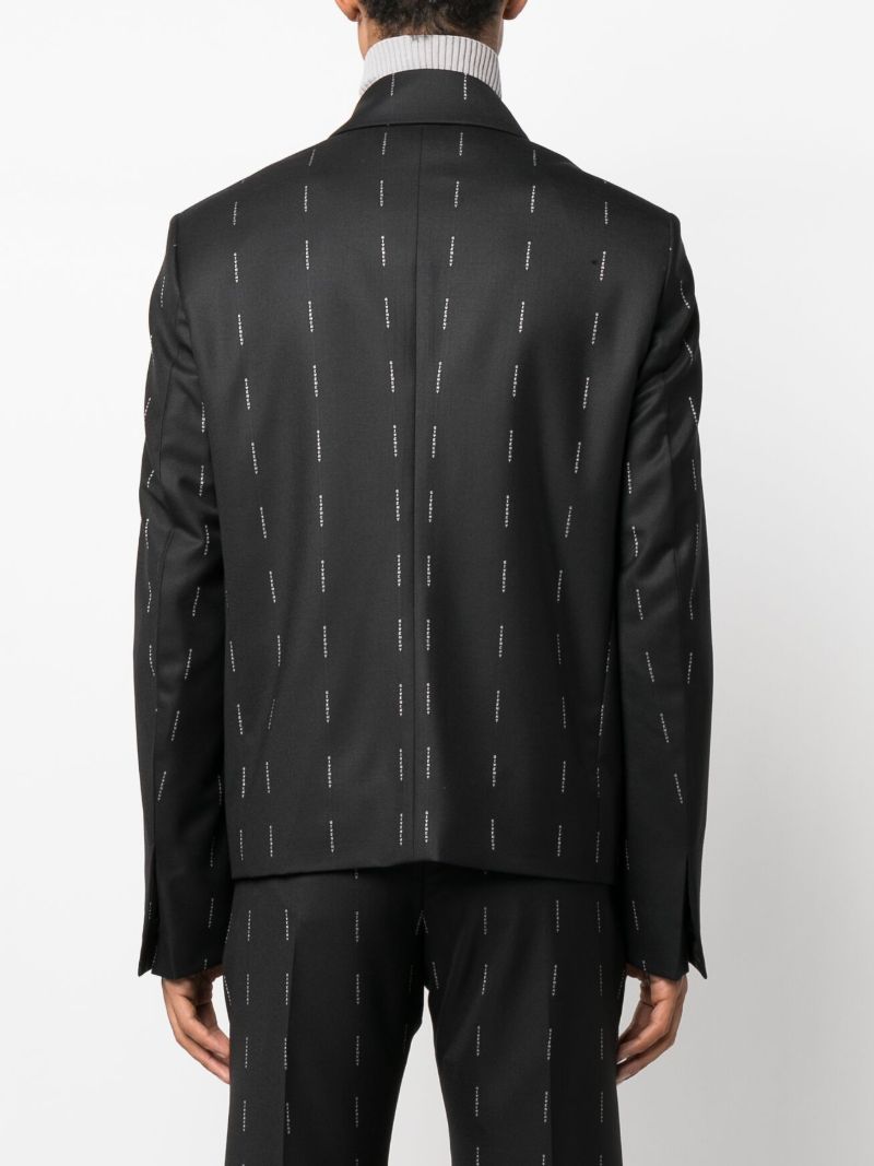 Black Logo-print Wool Blazer